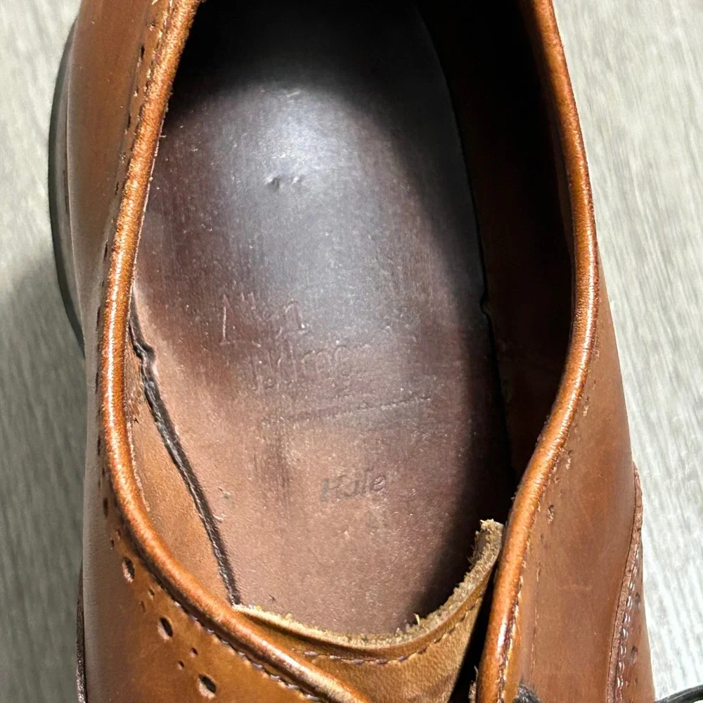 Allen Edmonds Hale Oxford Shoes 9.5 D Brown‎ Leather Semi Brogue Cap Toe